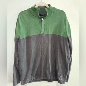 Calvin Klein Jeans Men's Green and Gray Zip-Up Sweater